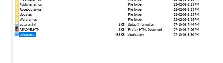 Microsoft Office 2007 Extraction step 1.2