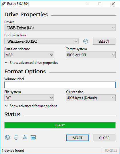 Burn ISO file on a USB with Rufus