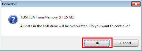 Burning ISO file to USB with PowerISO