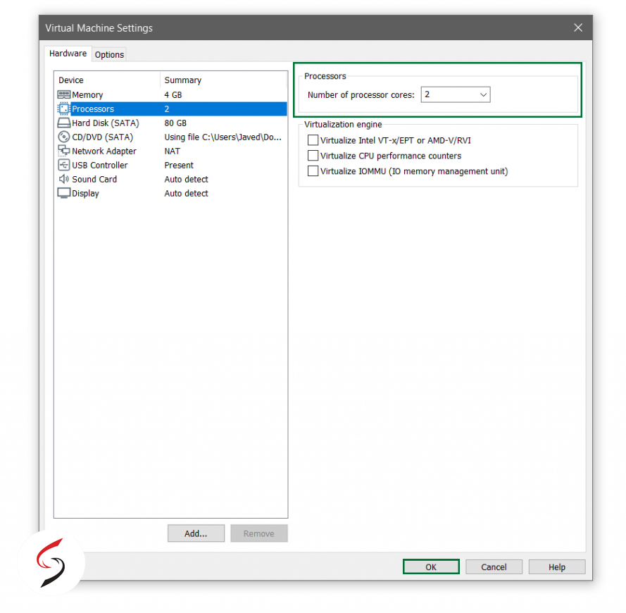 Specify numbers of processor cores