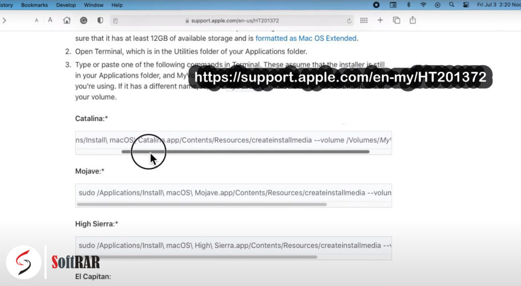 macOS Catalina bootable USB code