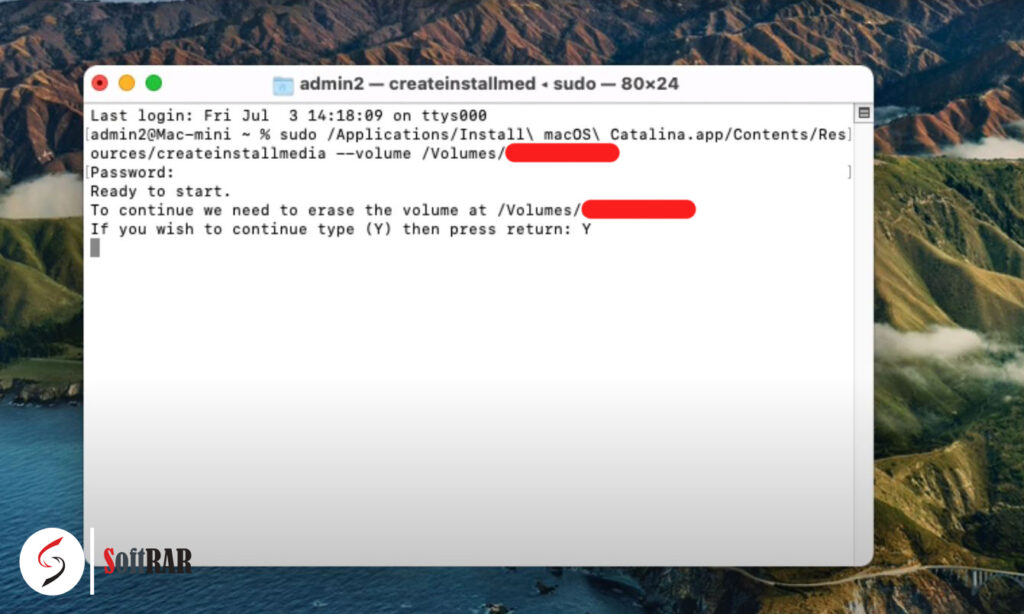 terminal commands for bootable macOS Catalina