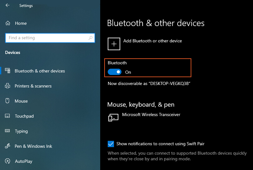 TURN BLUETOOTH ON ON WINDOWS 10