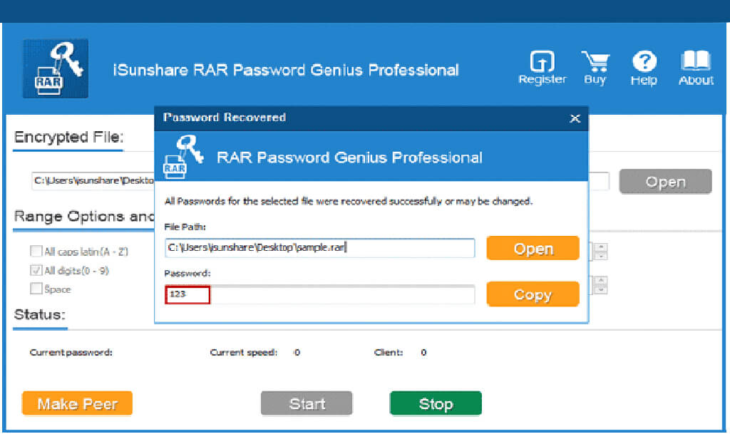 iSunShare RAR Password Genius