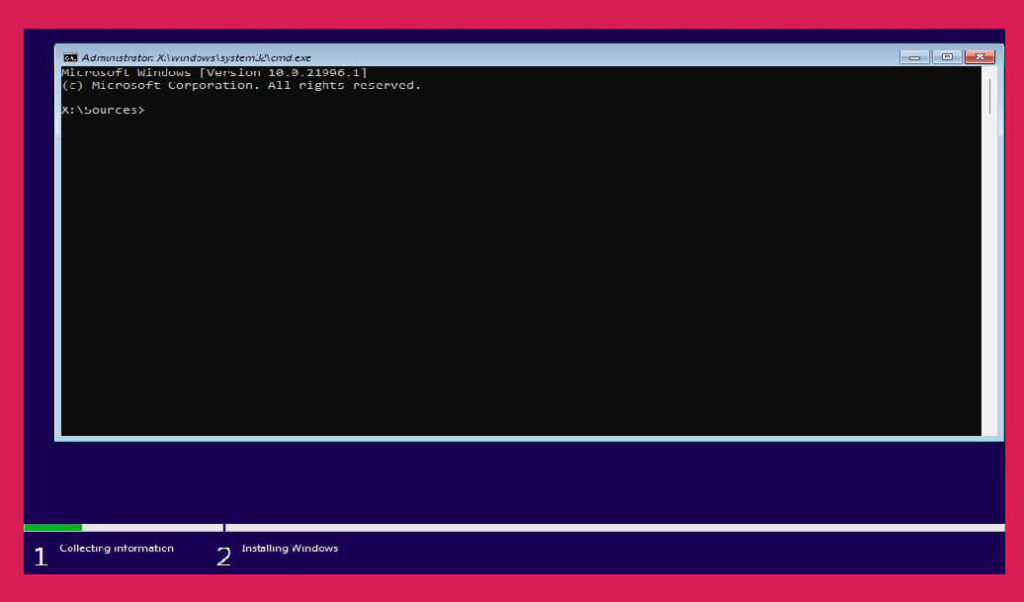CMD while installing Windows 10