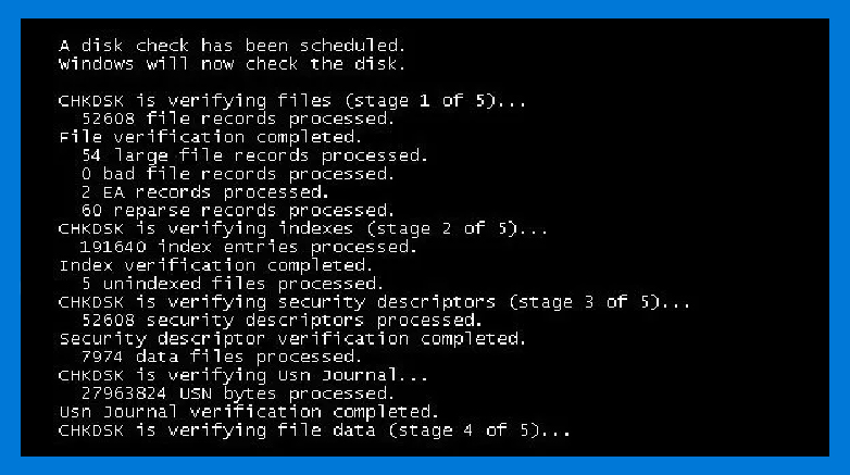 chkdsk on Windows 10
