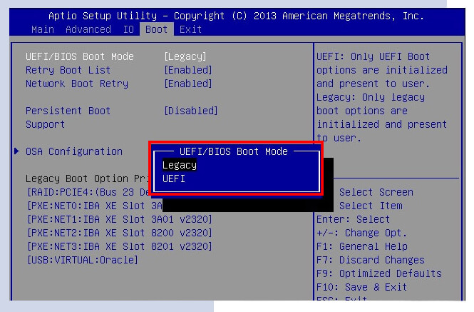 UEFI BISO Boot Mode- Legacy or UEFI
