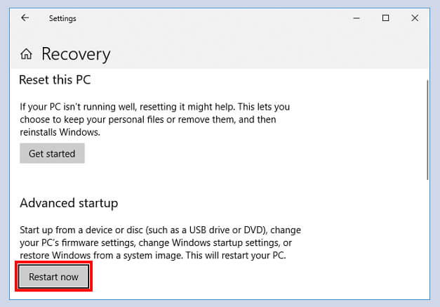 restart now-convert mbr to gpt