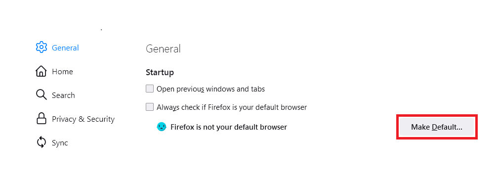 Firefox as default browser