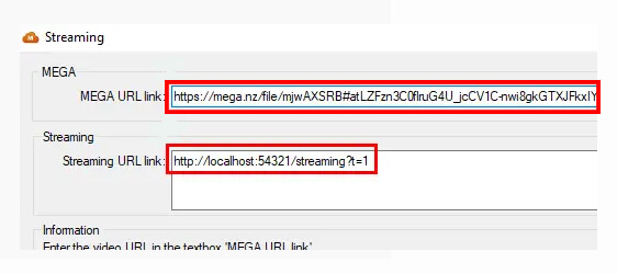 URLs of Mega on mega downloader