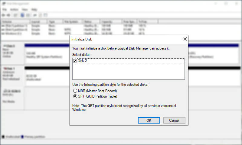 choose between MBR and GPT format