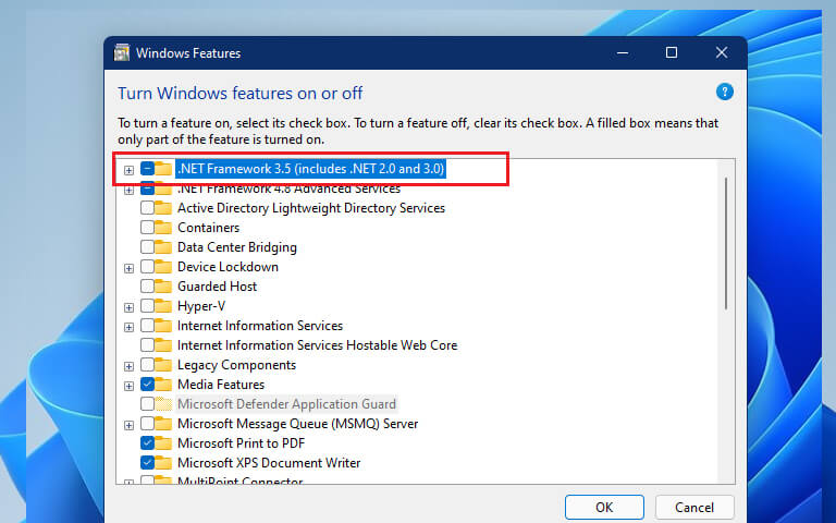 enable NET Framework Windows 11