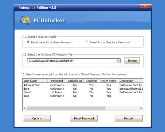 pcunlocker for Windows