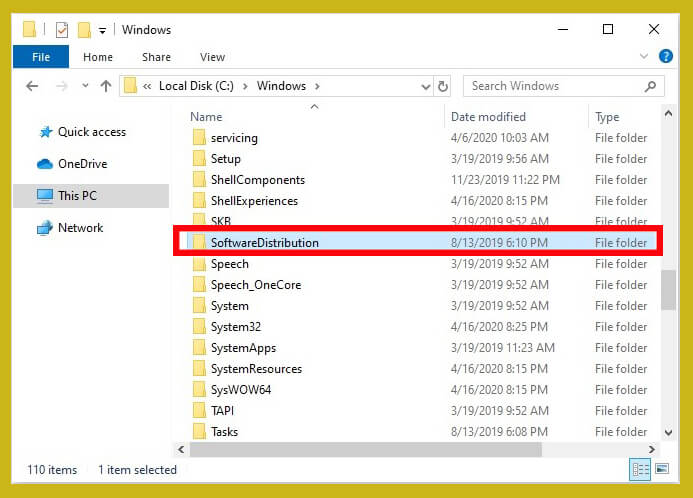 Delete Files inside the Software Distribution folder