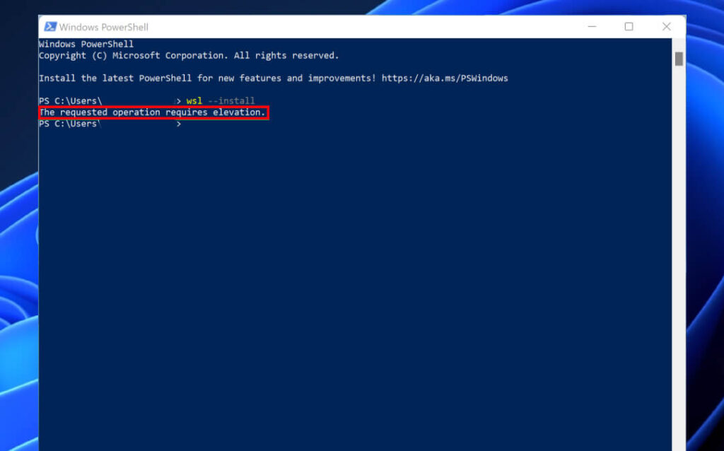after WSL installation on Windows 11