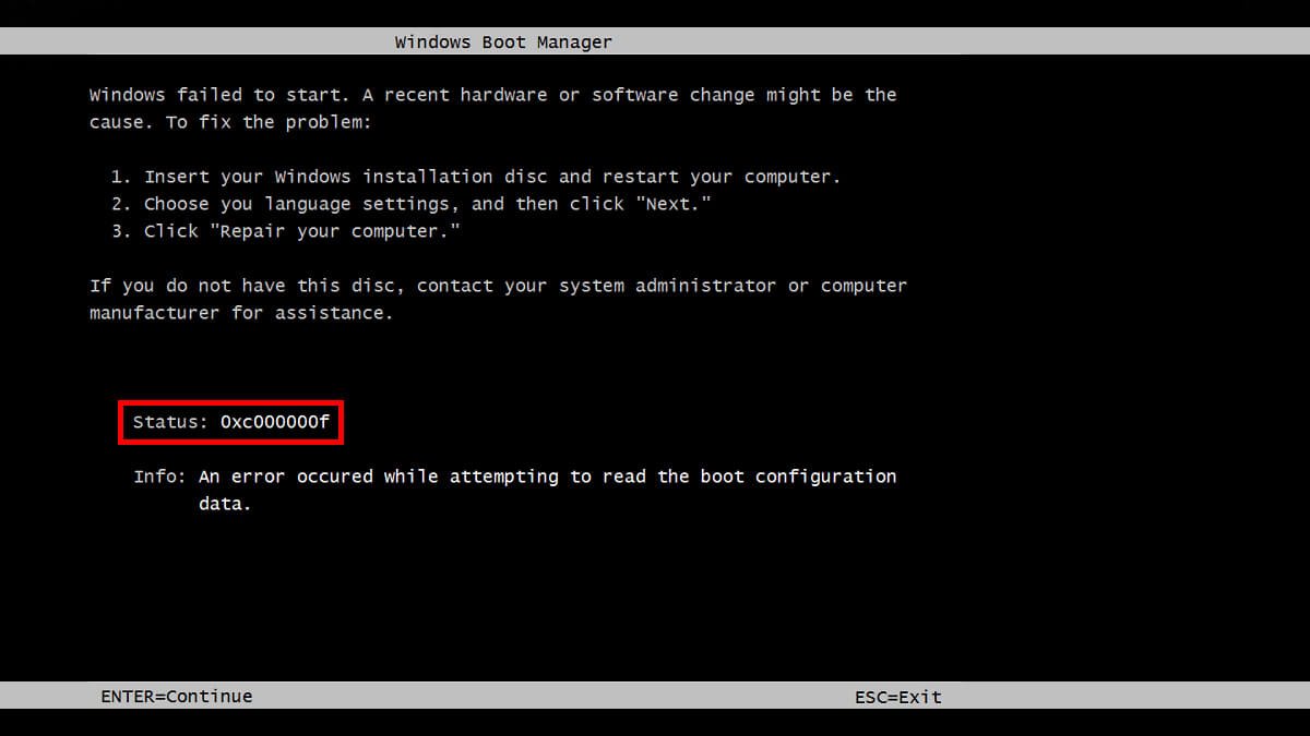 HOW TO FIX WINDOWS FAILED TO START 0XC00000F visual data 4