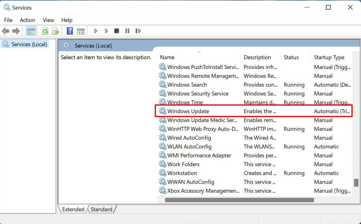Restart Windows update services