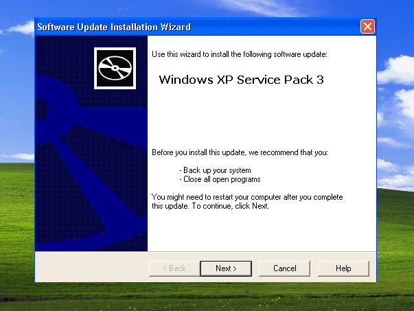 Windows XP Service Pack 3 installation