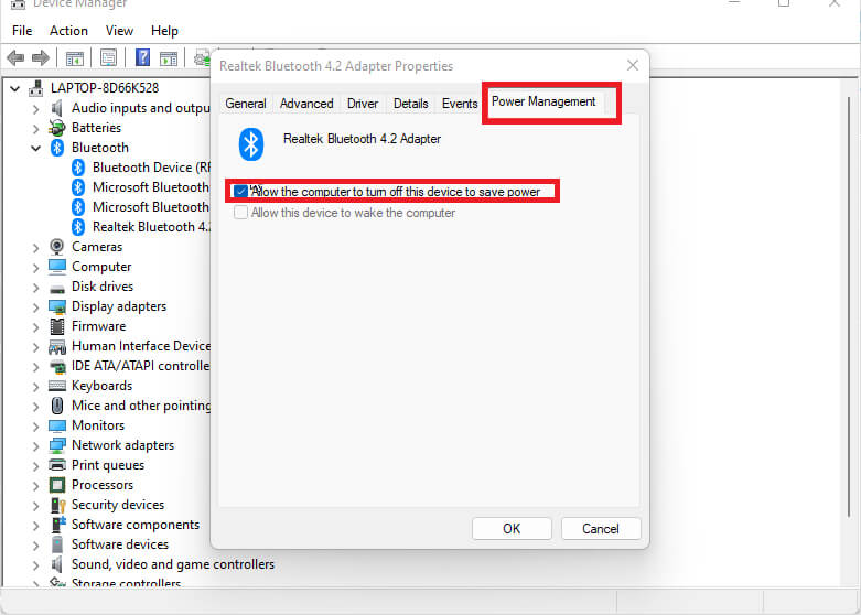 disable Windows Power Management for Bluetooth Mouse