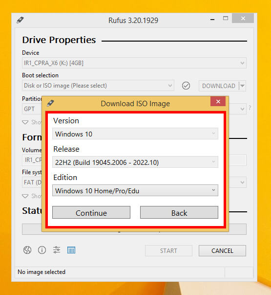 Windows 10 edition on rufus