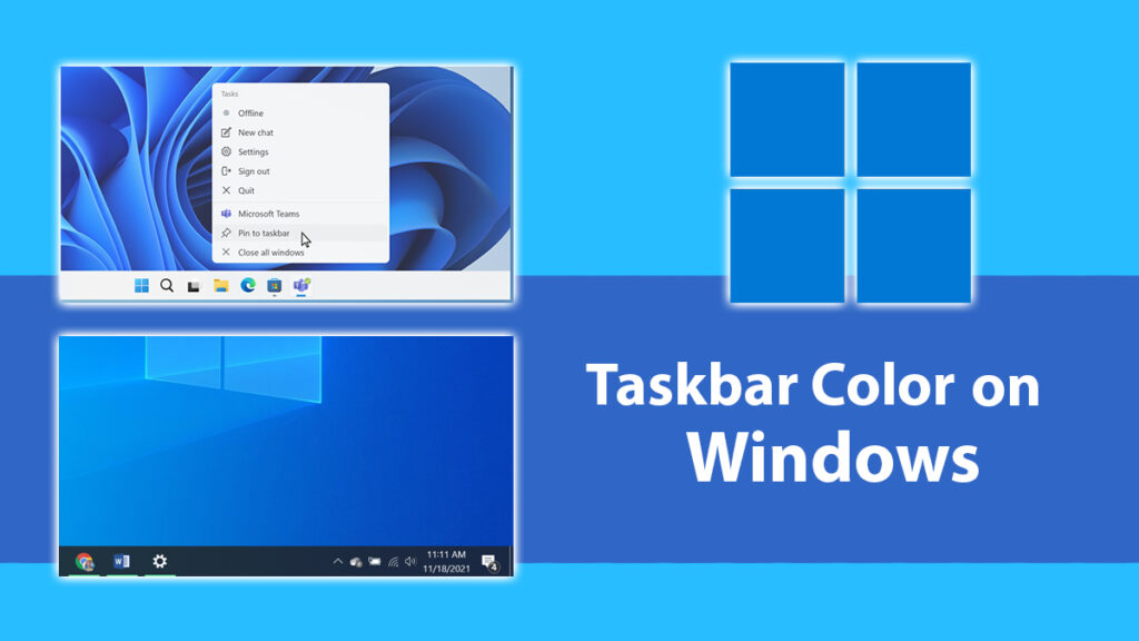 how to change taskbar color on Windows 10 or 11