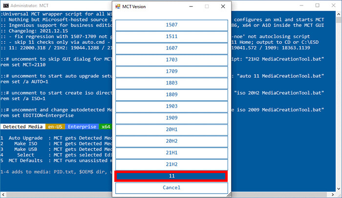 select 11 to download Windows 11