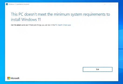 this pc doesn't meet the minimum system requirement to install Windows 11