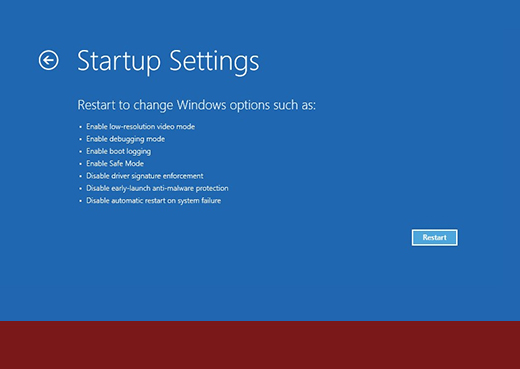 startup settings