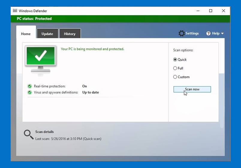 Adjust Windows Defender's scheduled scanning