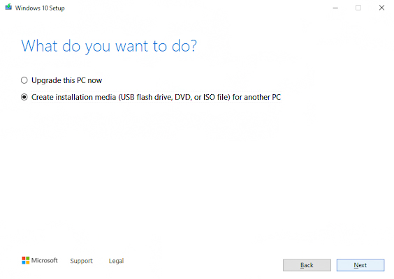 Create installation media for another PC