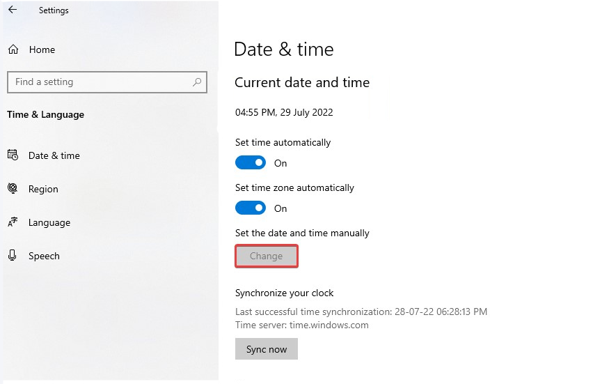 set date and time on Windows