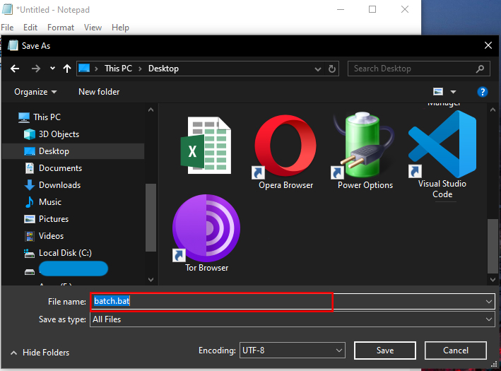 create batch file