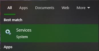 open services from Start menu